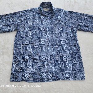 Johari West Natural Leisure Wear 3XLT Button Down Up Short Sleeve Batik Stone
